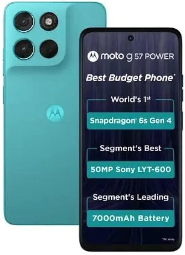 Motorola G57 Power 5G (Fluidity, 8GB RAM, 128GB Storage)| Snapdragon 6s Gen 4 Processor | 6.72" FHD+ Display | 50MP LYT-600 + 8MP Ultrawide | 8MP Selfie Camera | 7000mAh Battery, 33W TurboPower | IP64