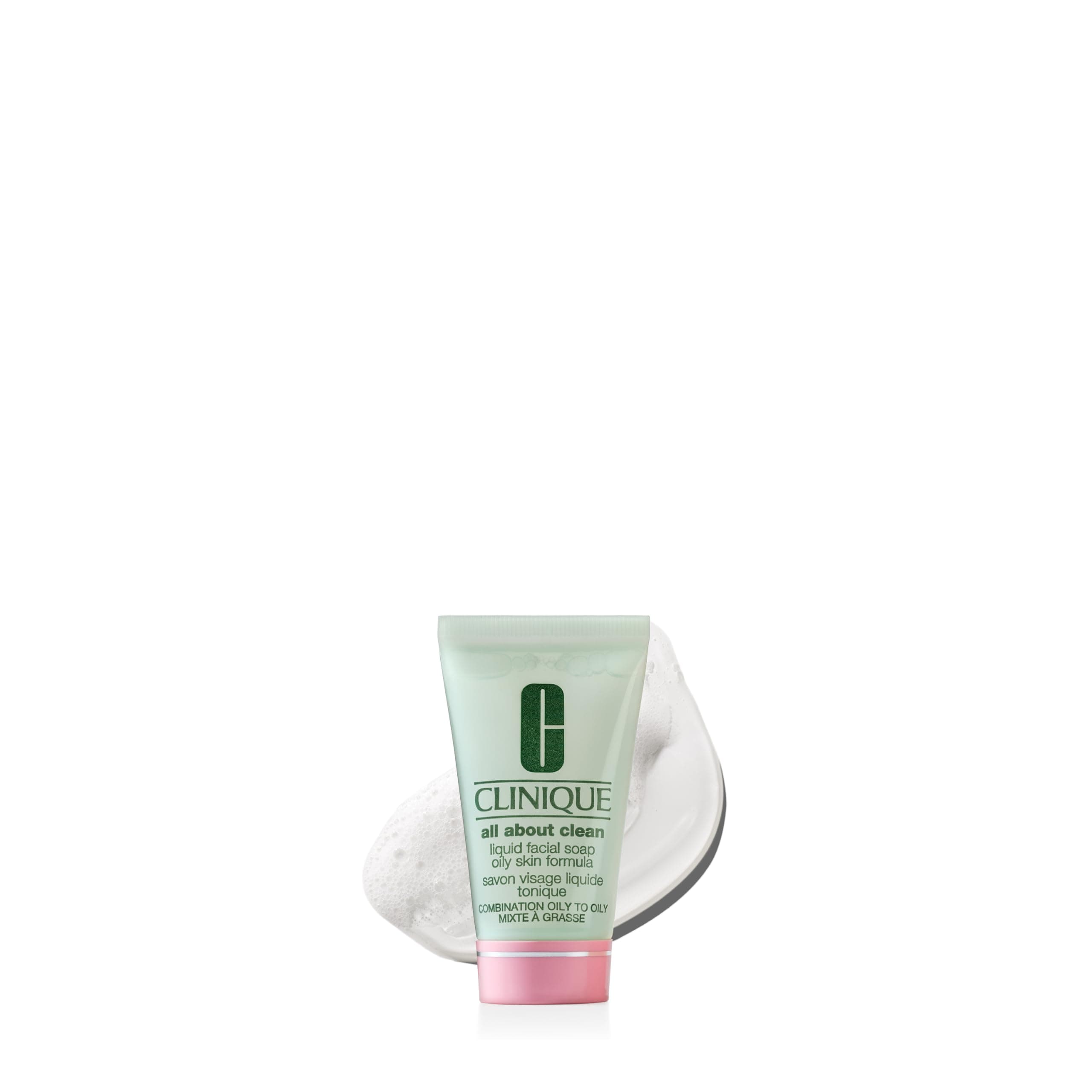 Clinique All About Clean Liquid Facial Soap | Gentle Face Cleanser For Oily Skin | Type 3 & 4 Face Wash | Step 1 in 3-Step Skin Care Routine, 30ml