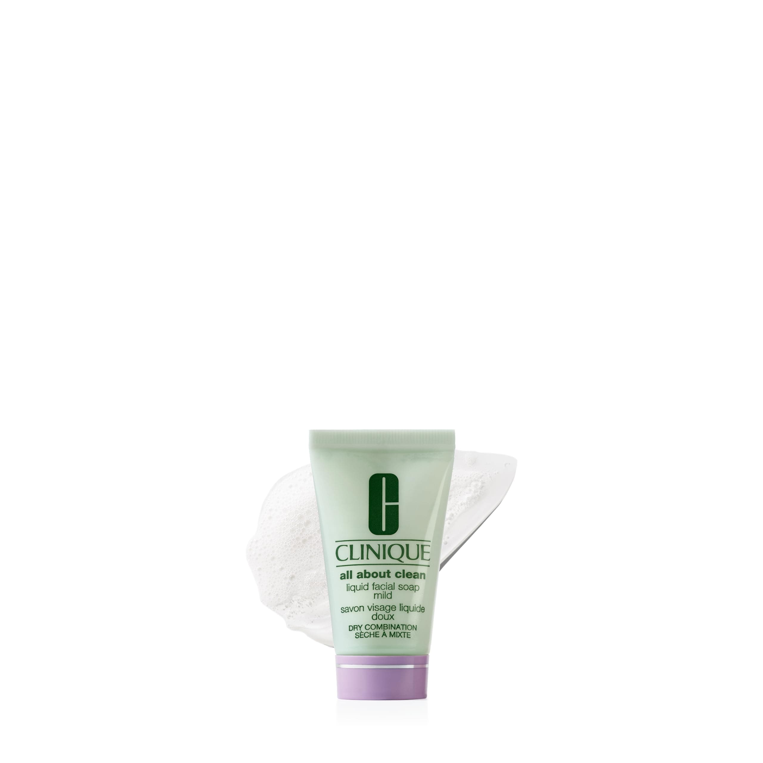 Clinique All About Clean Liquid Facial Soap Mild | Gentle Face Cleanser For Dry Combination Skin | Type 2 Face Wash | Step 1 in 3-Step Skin Care Routine, Mini Travel Size, 30ml