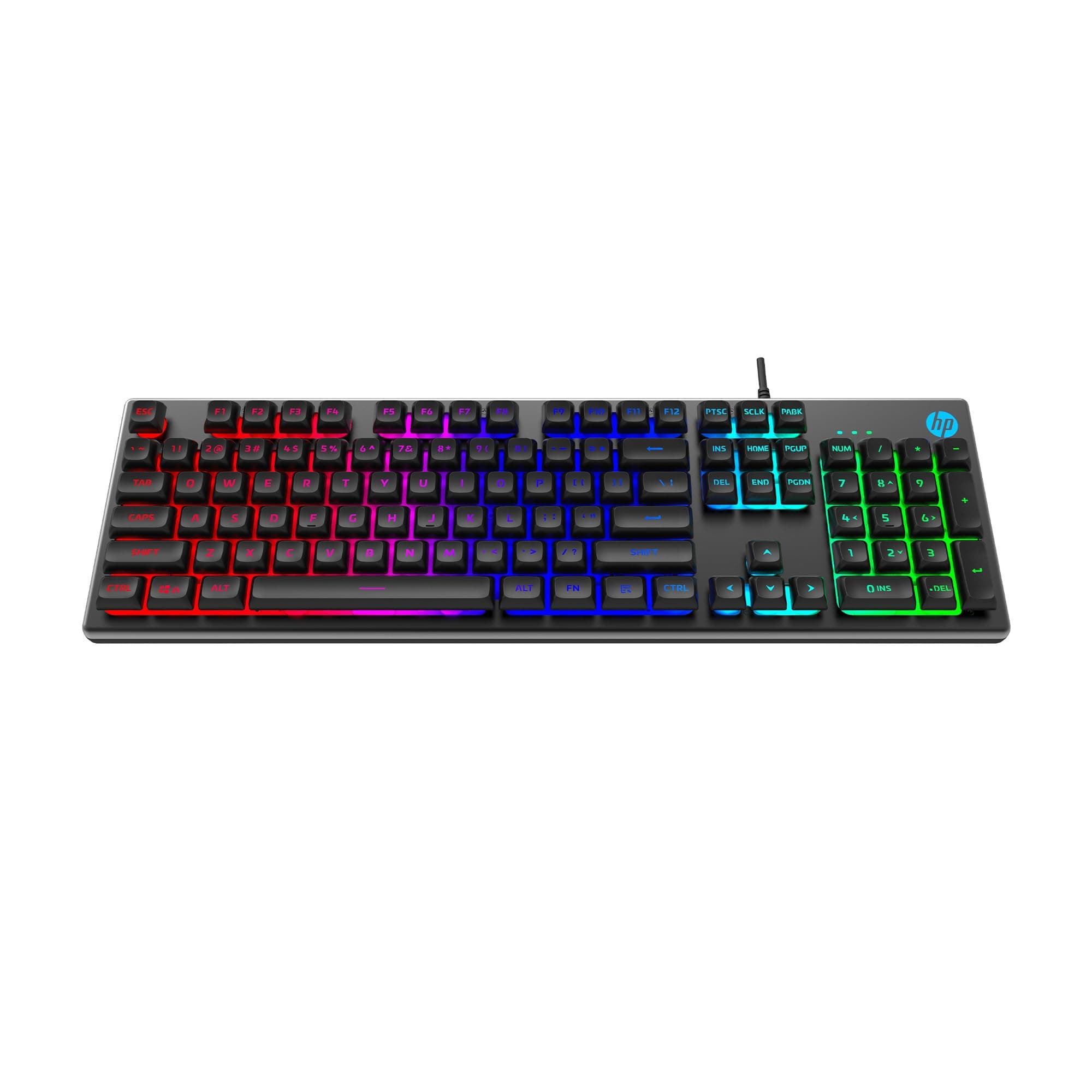 HP K500F Wired Gaming Keyboard, Backlit Membrane with Mixed Color Lighting, Metal Panel with Logo Lighting, 26 Anti-Ghosting Keys, and Windows Lock Key / 3 Years Warranty(7ZZ97AA)