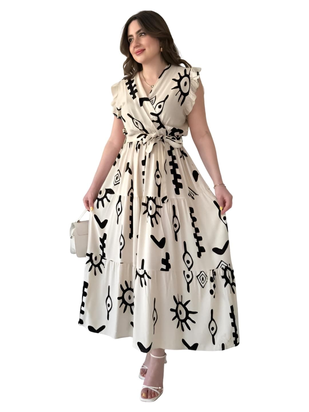 KZULLY Dress for Women Western Maxi Style, Ethnic Look Outfit for Women, A Line Flared Pattern, Indo Western Dresses, One Piece Long Gown