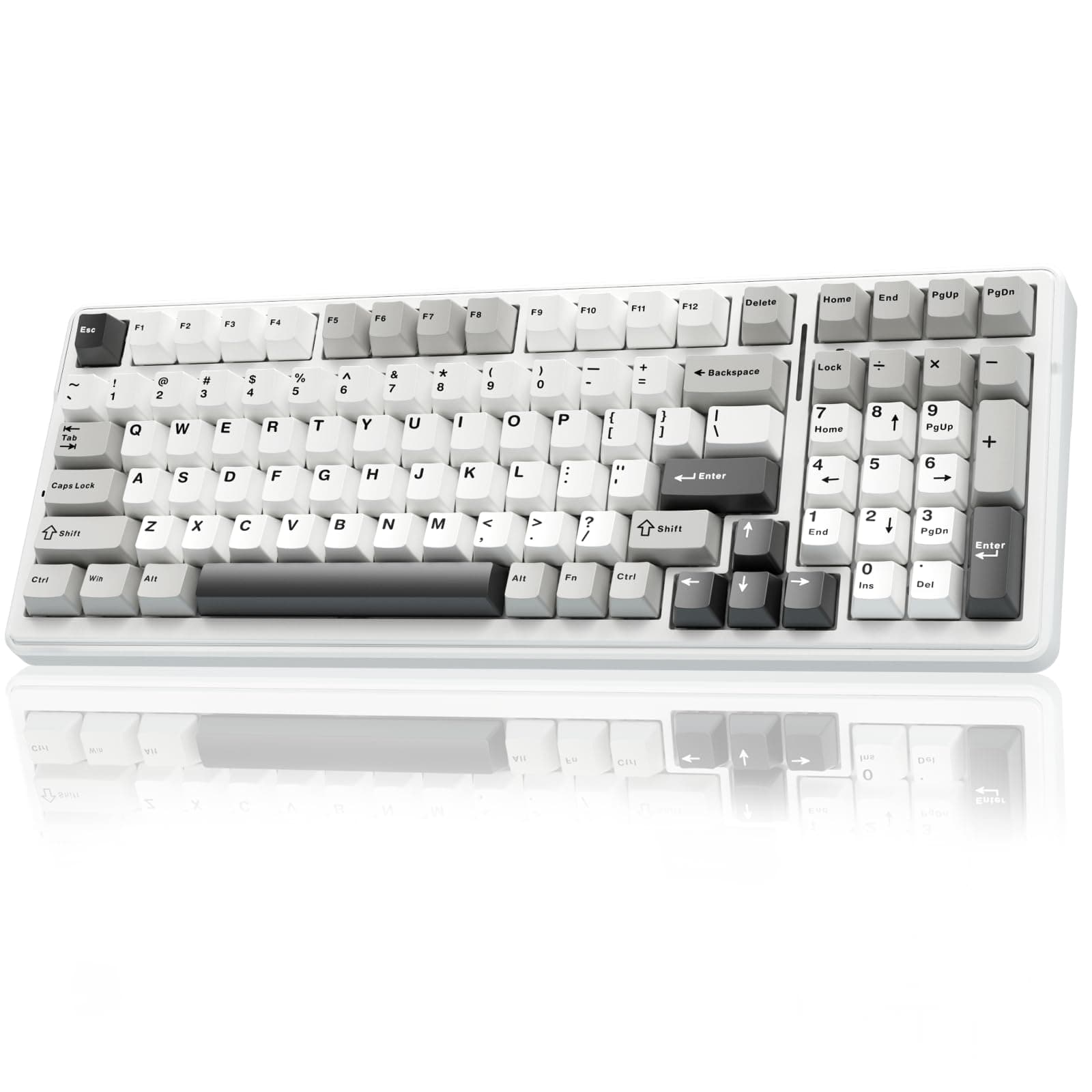AULA F99 Wireless Mechanical Keyboard | Tri-Mode BT5.0/2.4GHz/USB-C Hot Swappable | Pre-lubed Linear Switches, Gasket Structure | RGB Backlit Gaming Keyboard (Grey+White - Graywood Switch)