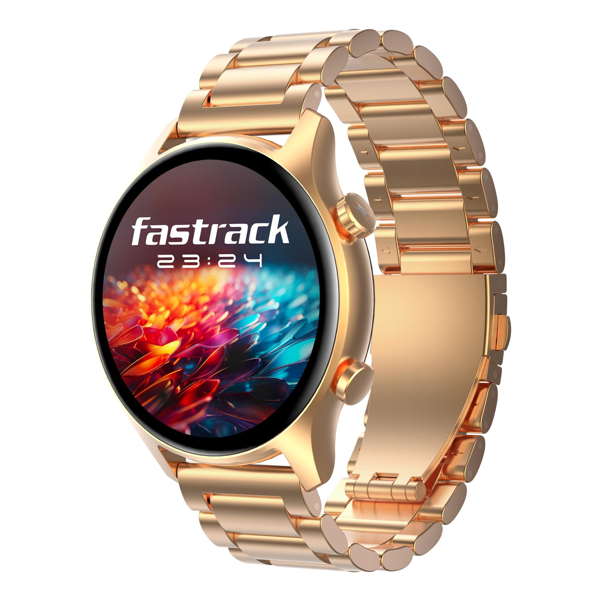 Fastrack Astor FR2 Pro 1.43" AMOLED Stainless Steel Smart Watch with SpO2, Heart Rate, BT Calling, Adaptive AOD,Functional Crown, AI Voice Assistant – Smartwatch for Stylish Professionals (Rose Gold)