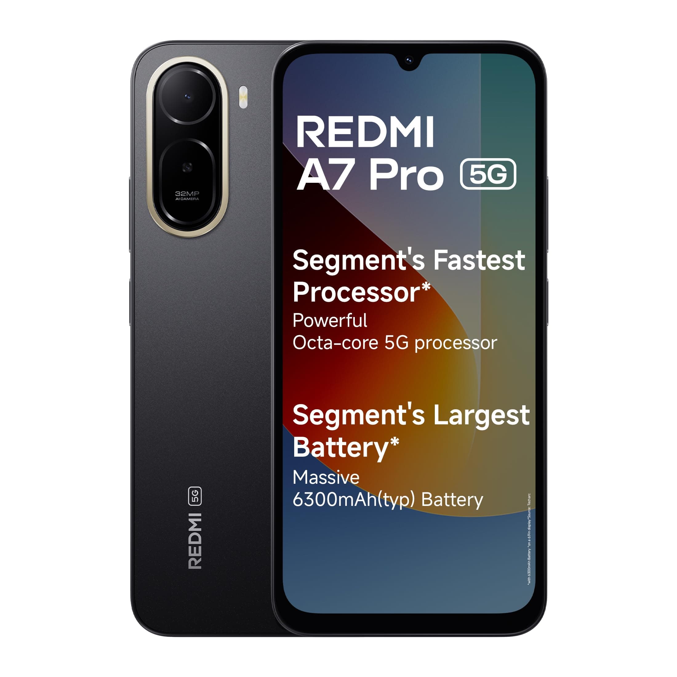 REDMI A7 Pro 5G (Black, 4GB RAM,128GB Storage) | Segment's Fastest Processor | Segment's Largest Battery | Segment's Largest & Smoothest 6.9in 120Hz Display